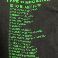 Vintage 1993 Type O Negative Bloody Kisses T-Shirt