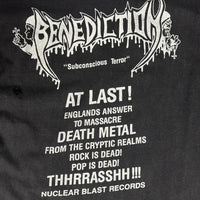 Vintage 1990 Benediction Subconscious Terror T-Shirt