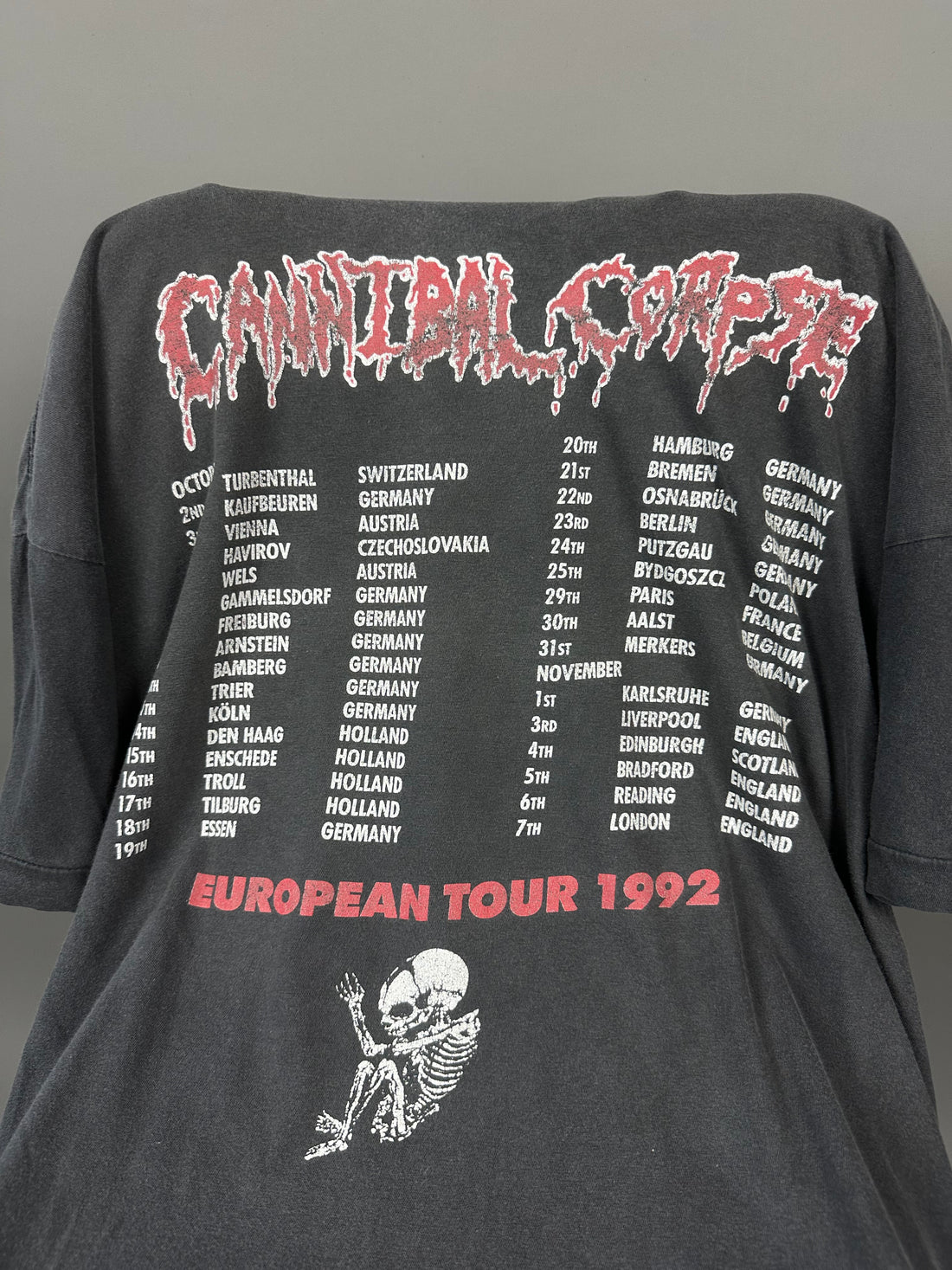 Vintage 1992 Cannibal Corpse Euro Tour T-Shirt