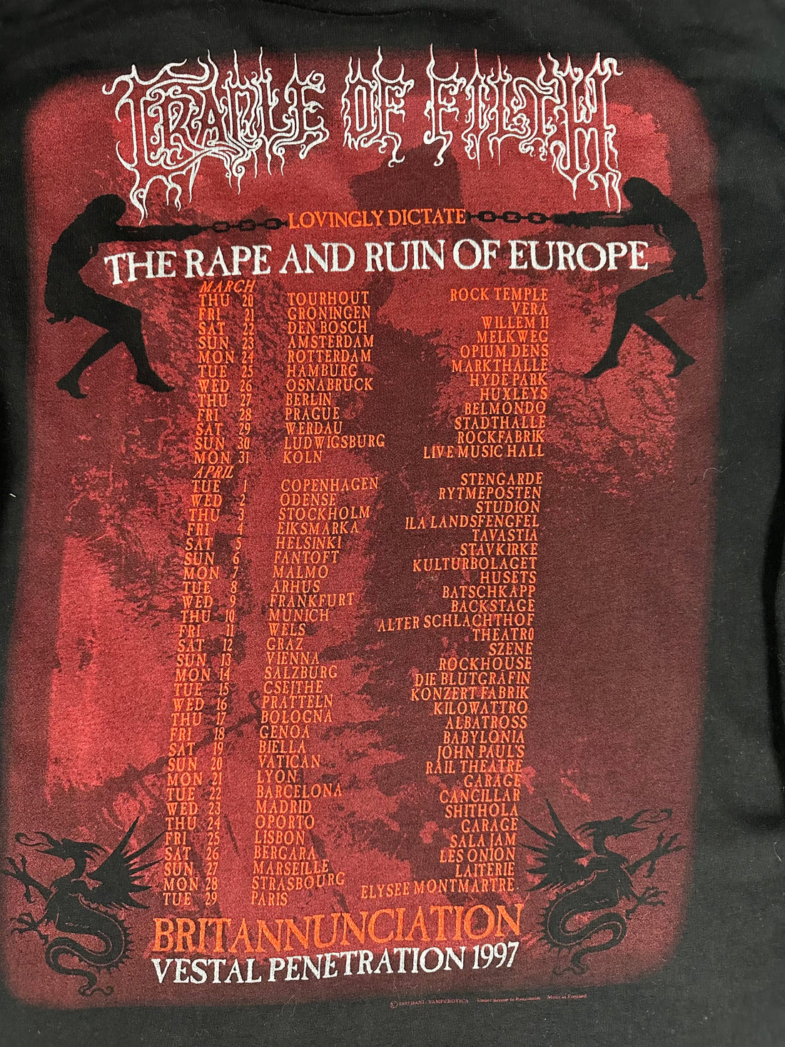 Vintage 1997 Cradle of Filth Ruin Of Europe Longsleeve