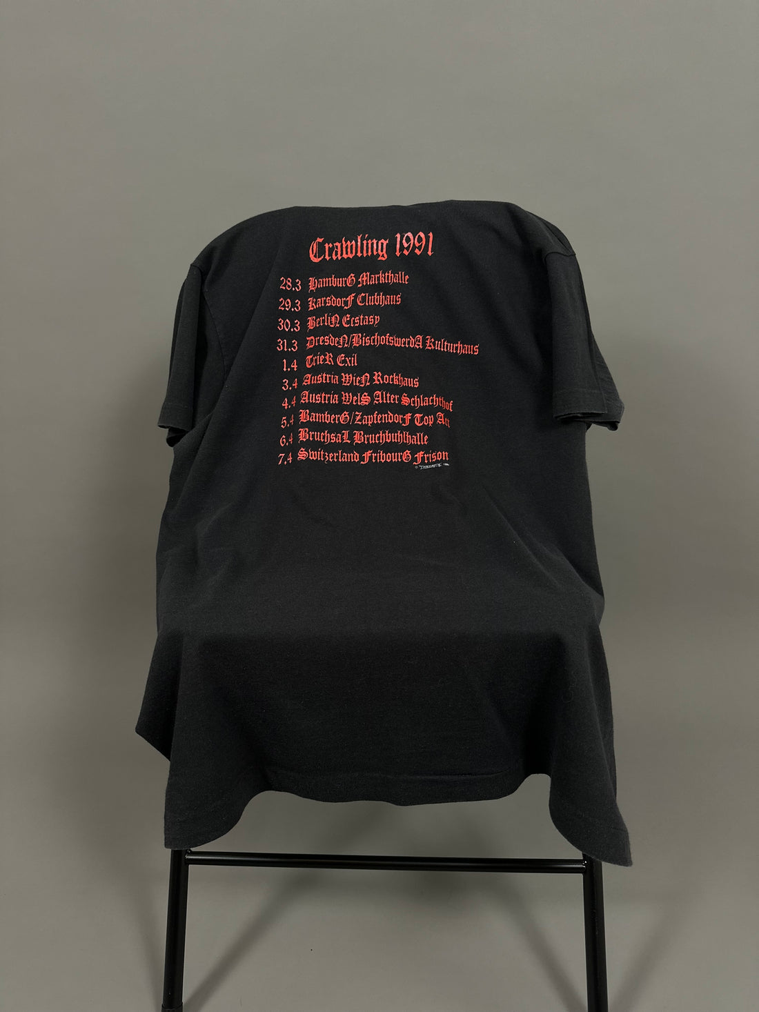 Vintage 1991 Entombed Crawling Germany T-Shirt