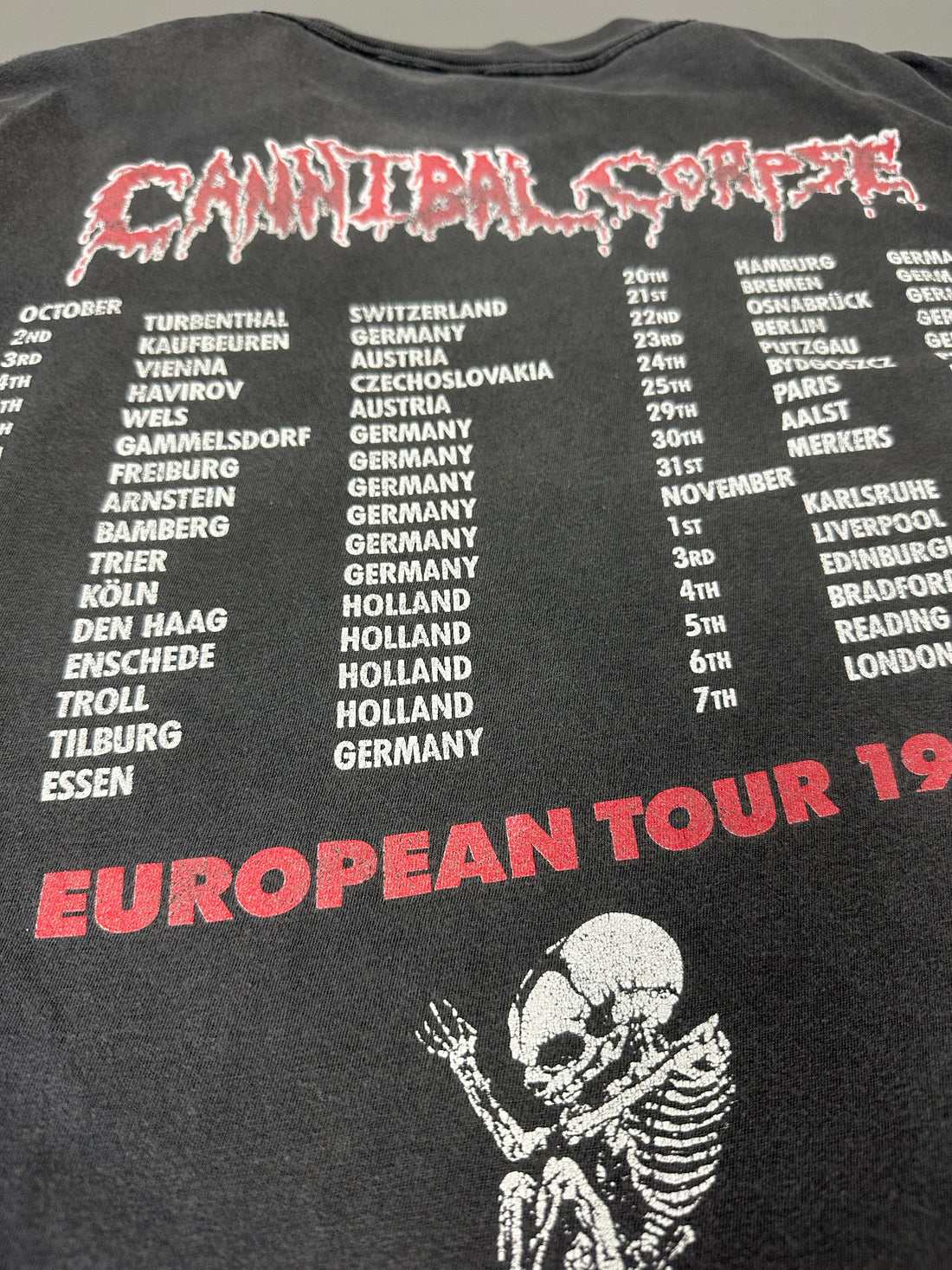 Vintage 1992 Cannibal Corpse Euro Tour T-Shirt