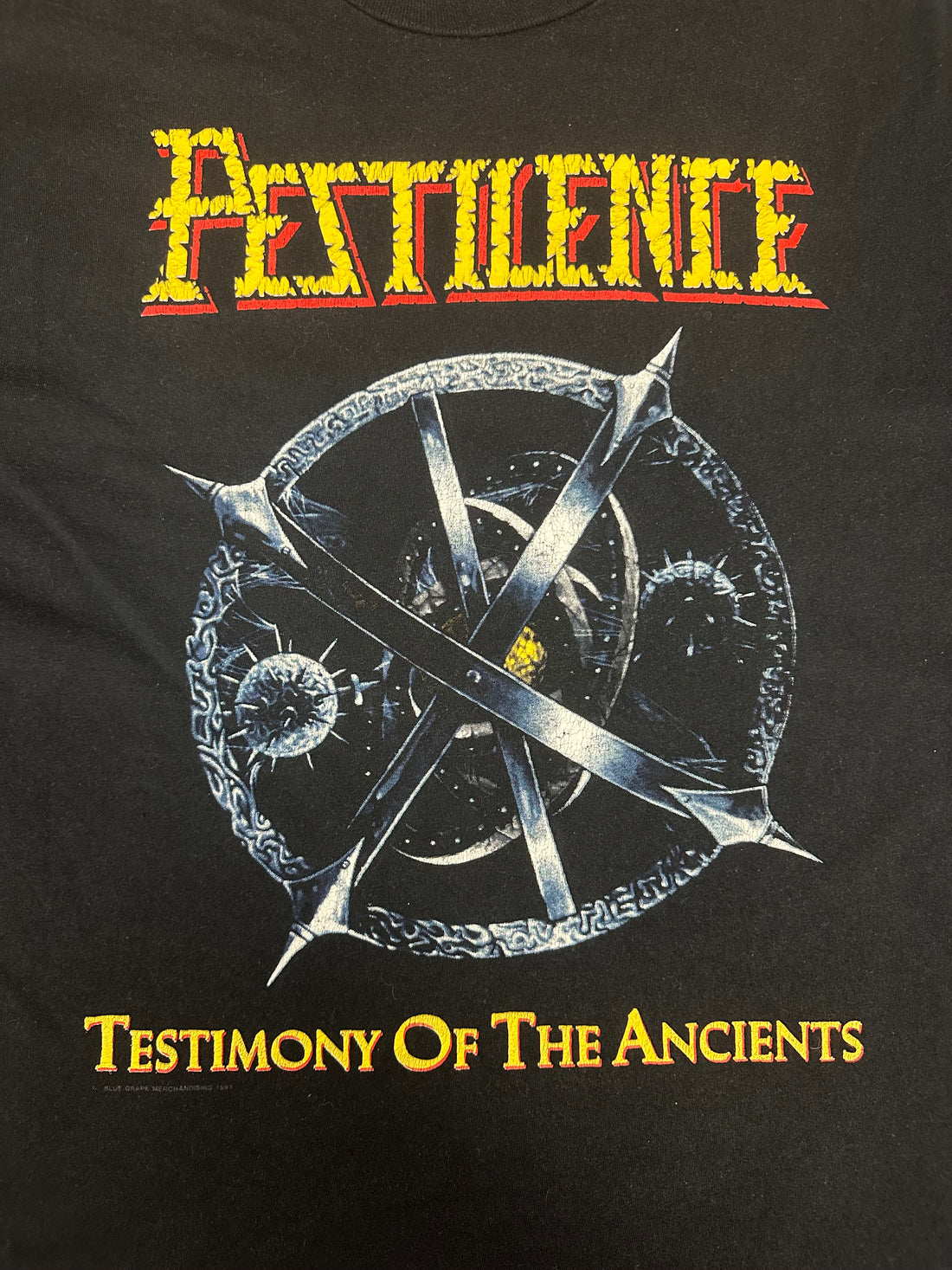 Vintage 1991 Pestilence Testimony Ancients T-Shirt