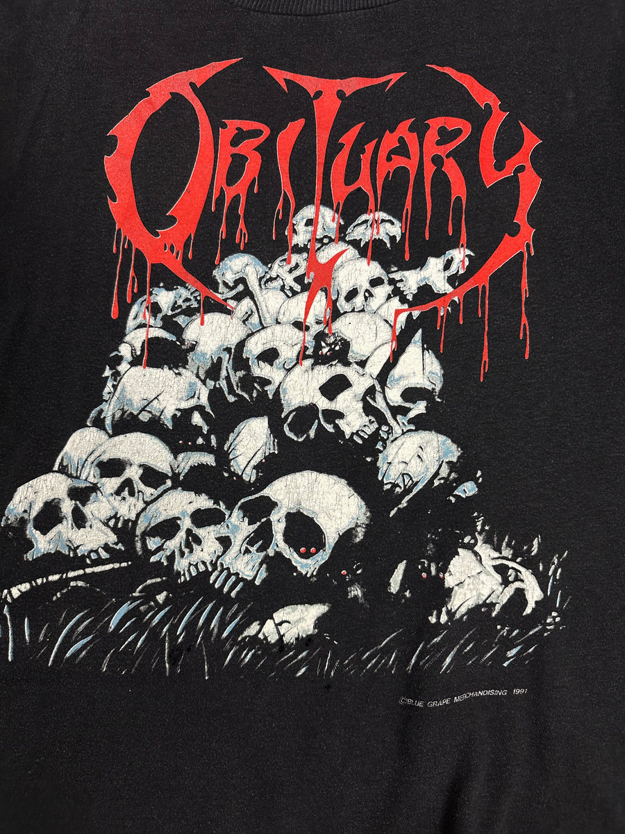 Obituary 1991 Pile Of Skulls Vintage T-Shirt