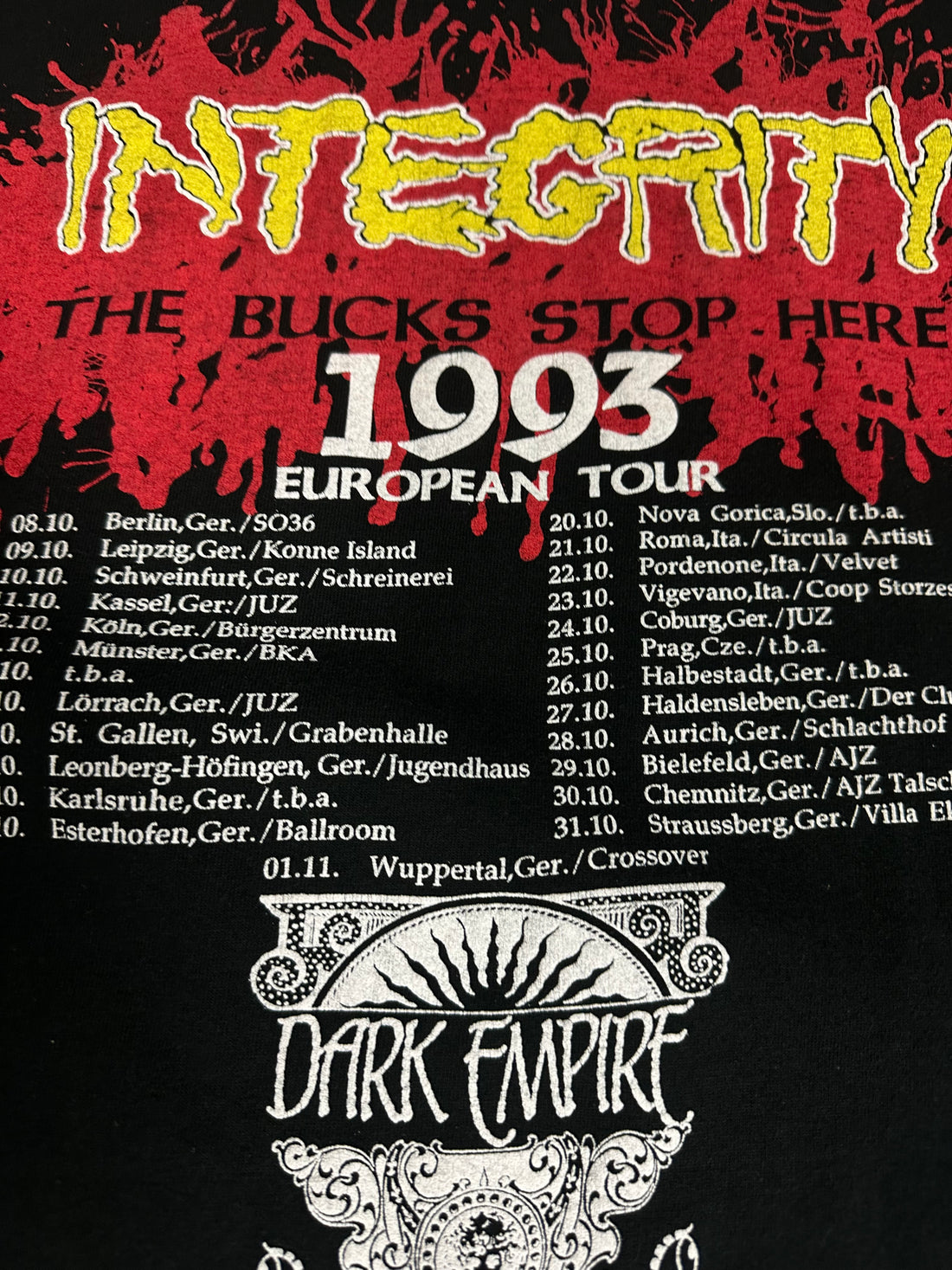 Integrity 1993 The Bucks Stop Here Tour Longsleeve