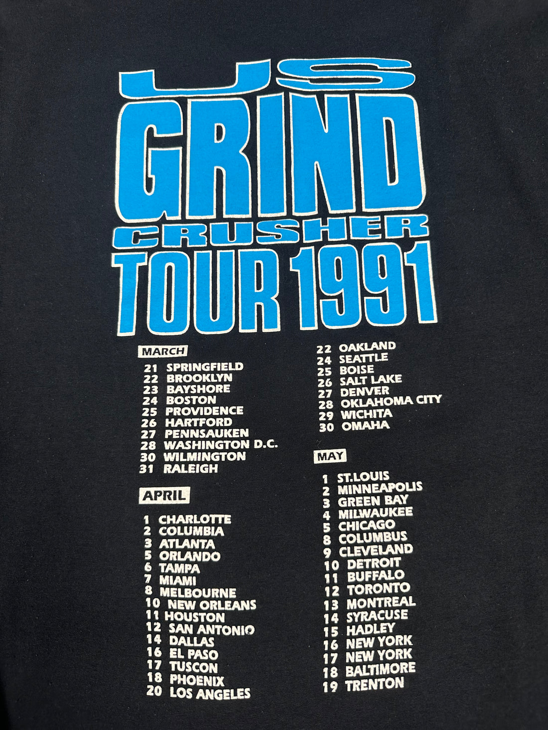 Vintage 1991 Napalm Death Grind Tour T-Shirt