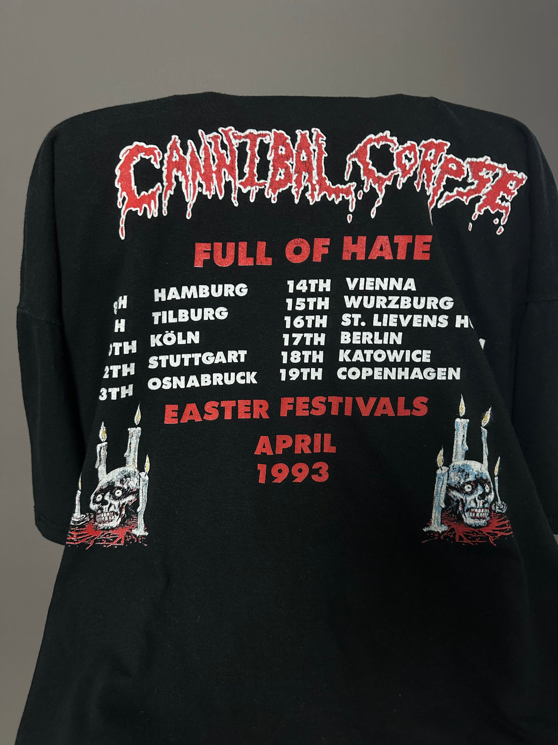 Vintage 1993 Cannibal Corpse Easter Festivals T-Shirt