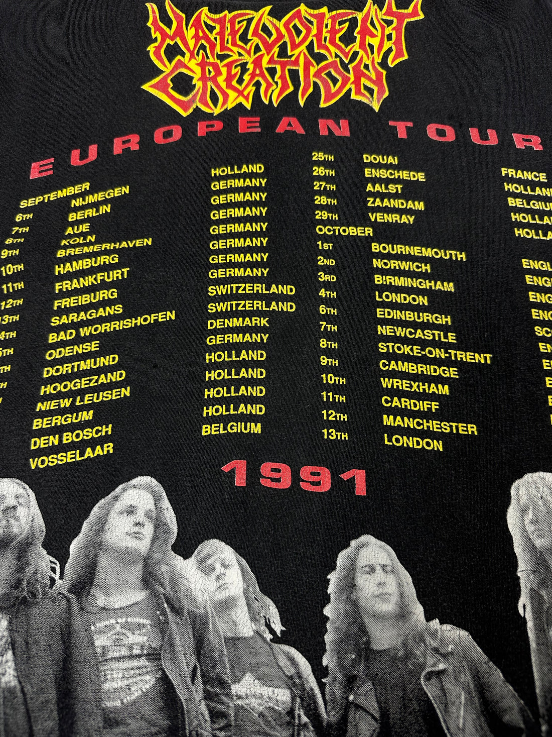 Malevolent Creation 1991 European Tour Vintage T-Shirt