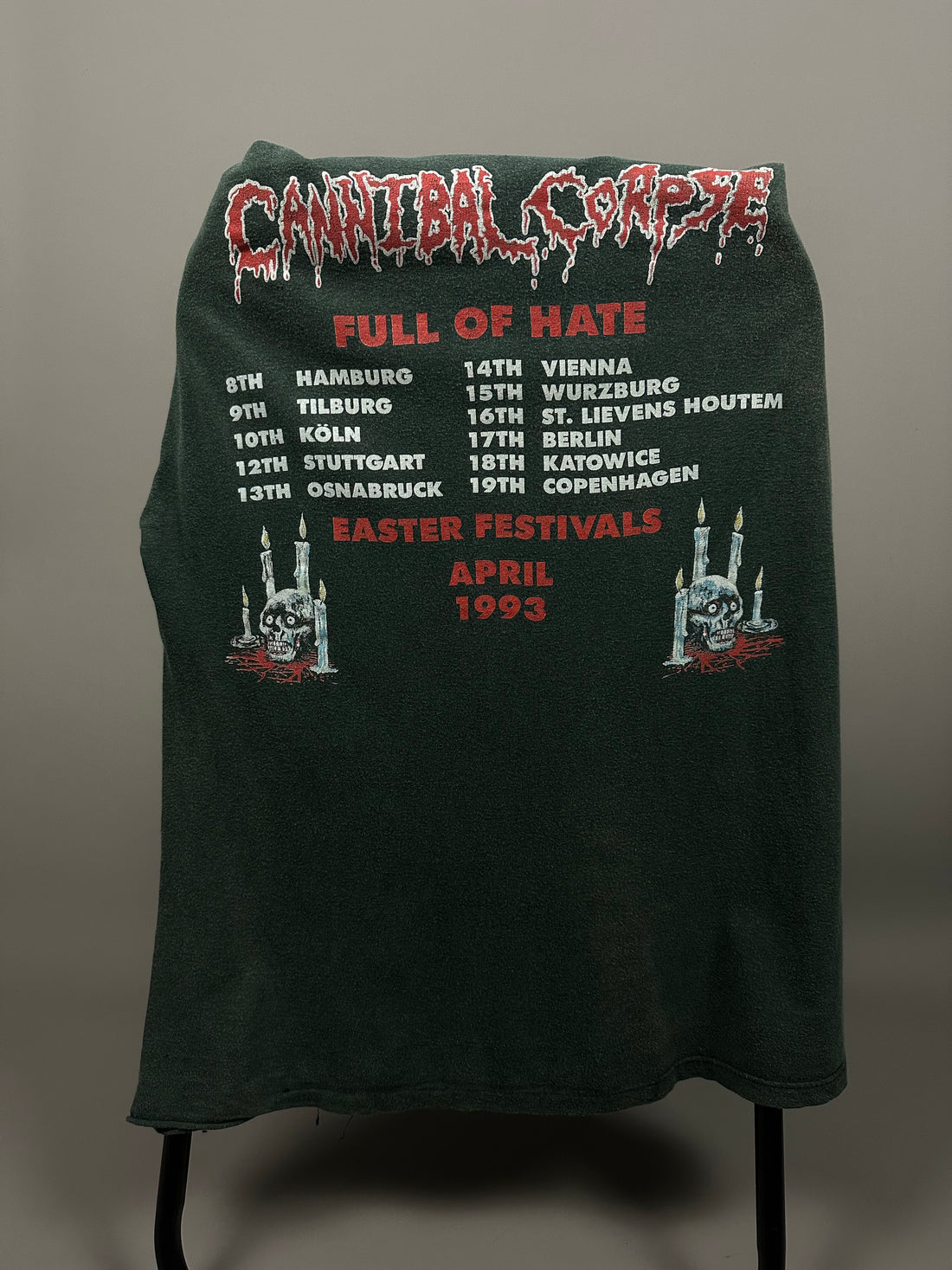Cannibal Corpse 1993 Full Of Hate Easter Festival Vintage T-Shirt