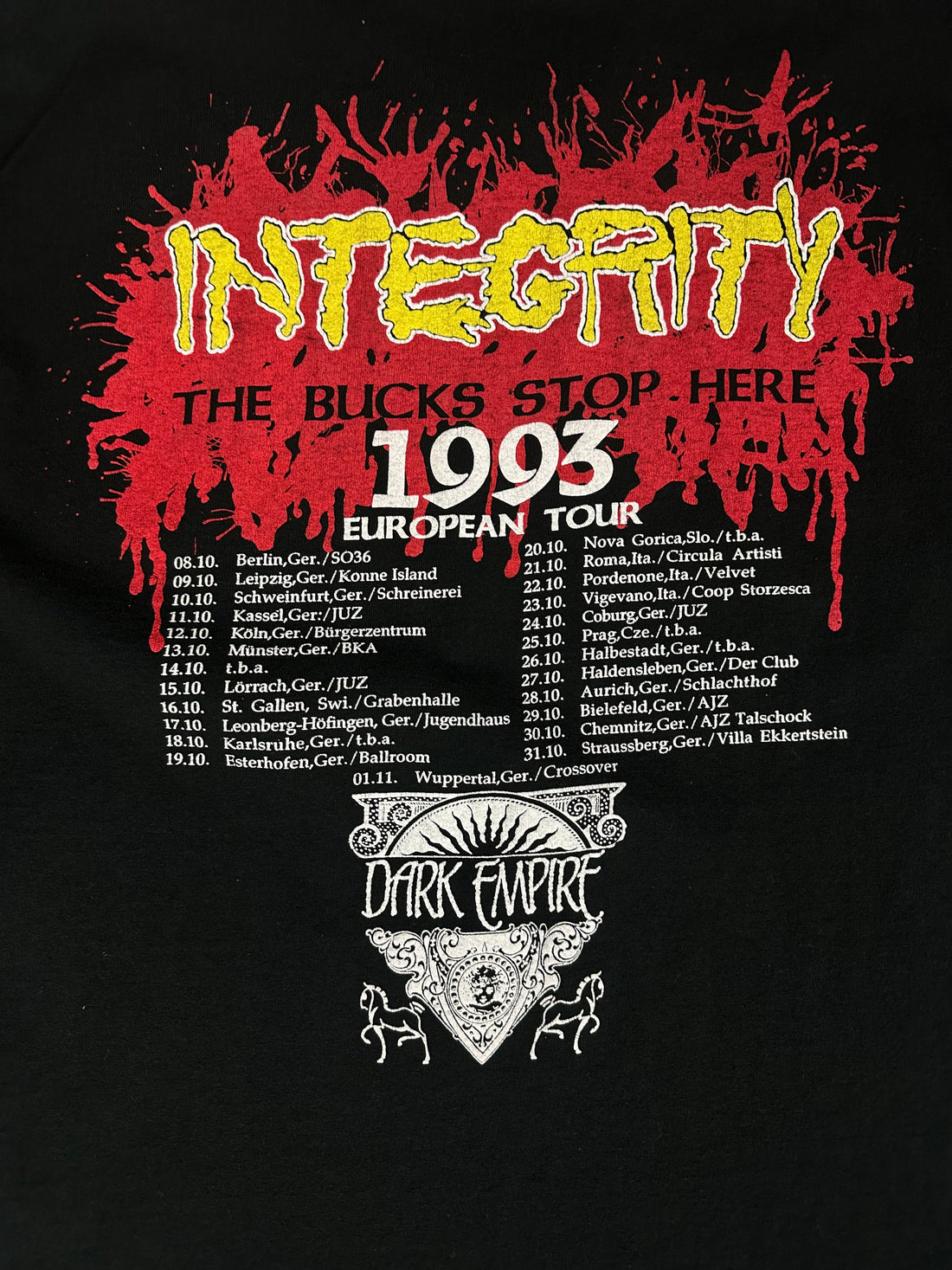Integrity 1993 The Bucks Stop Here Tour Longsleeve