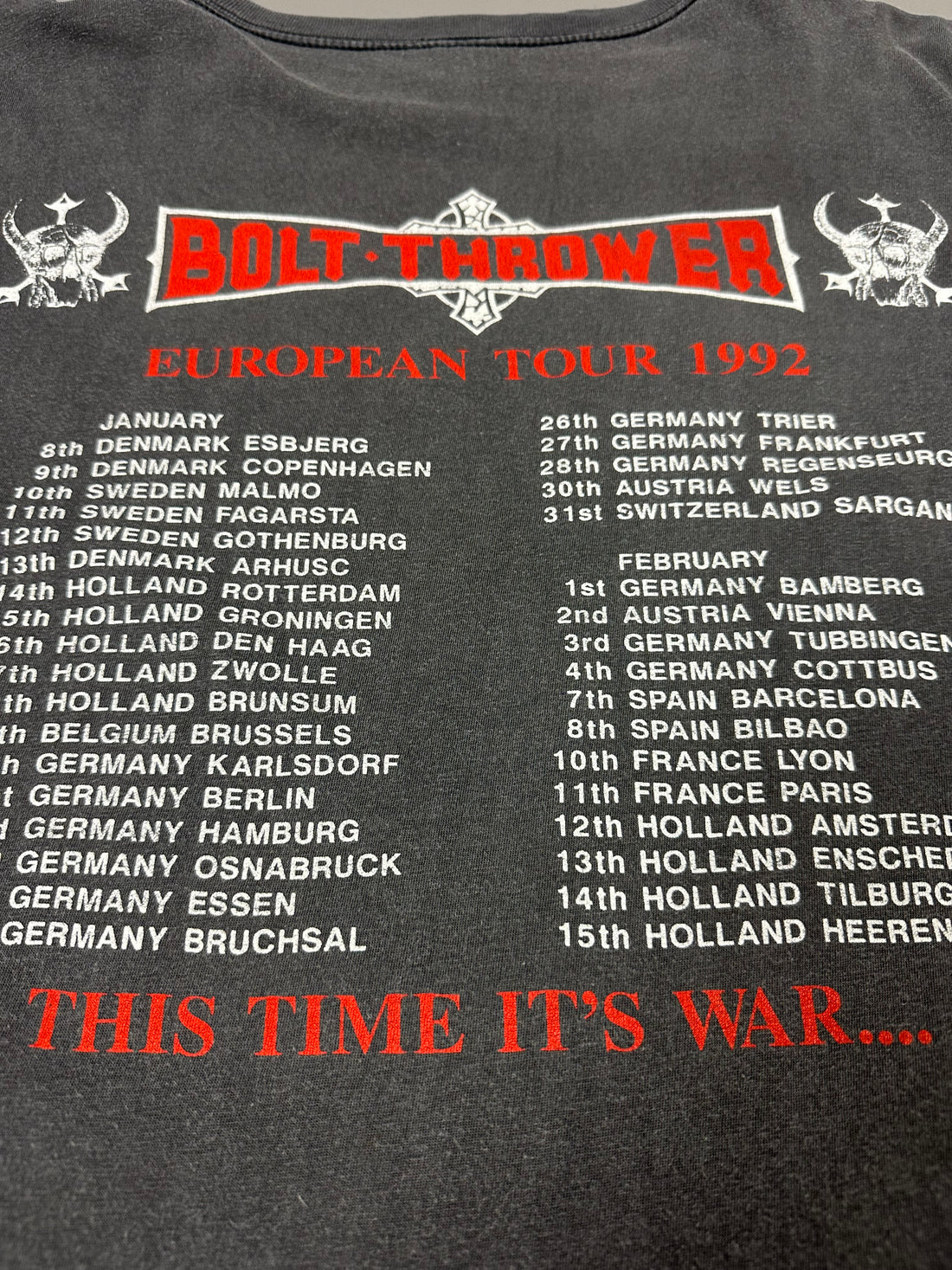 Bolt Thrower 1992 European Tour Vintage T-Shirt