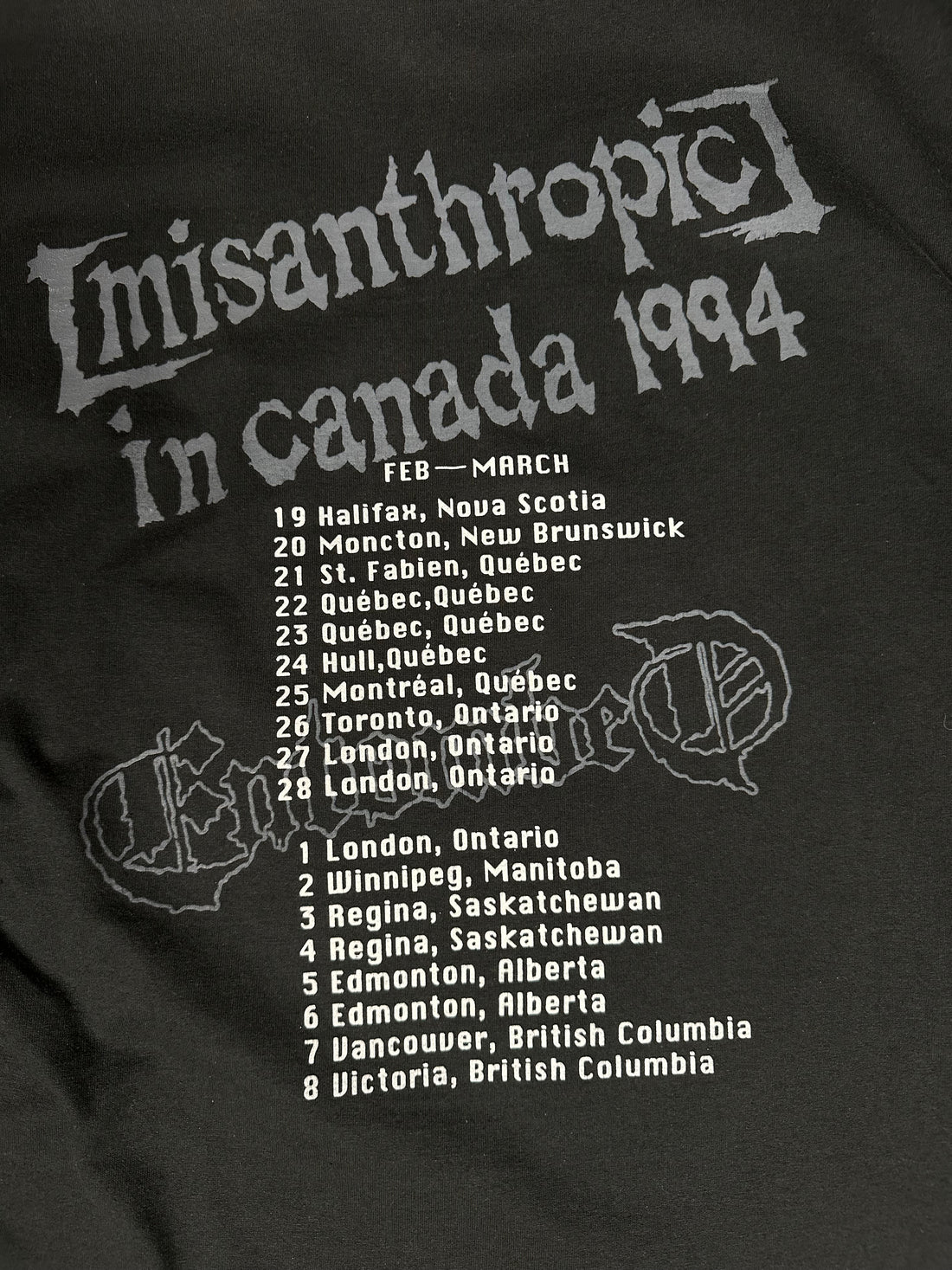 Vintage 1994 Entombed Canada Tour Wolverine Blues Longsleeve