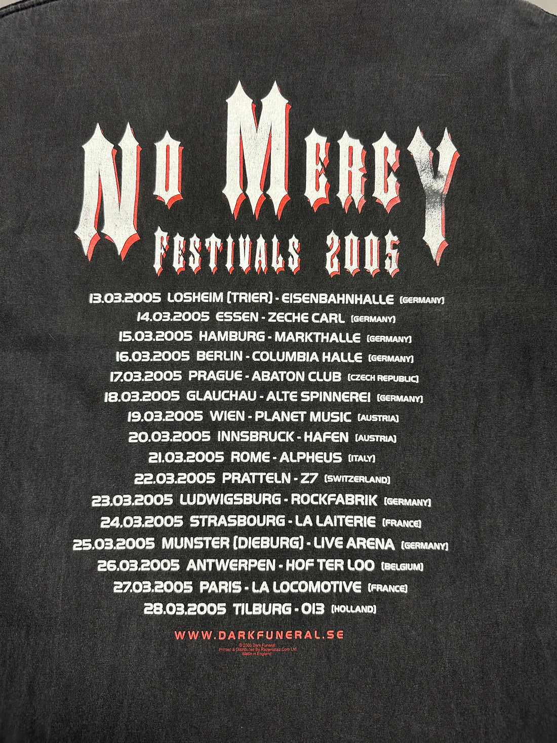 Dark Funeral 2005 No Mercy Black Metal T-Shirt