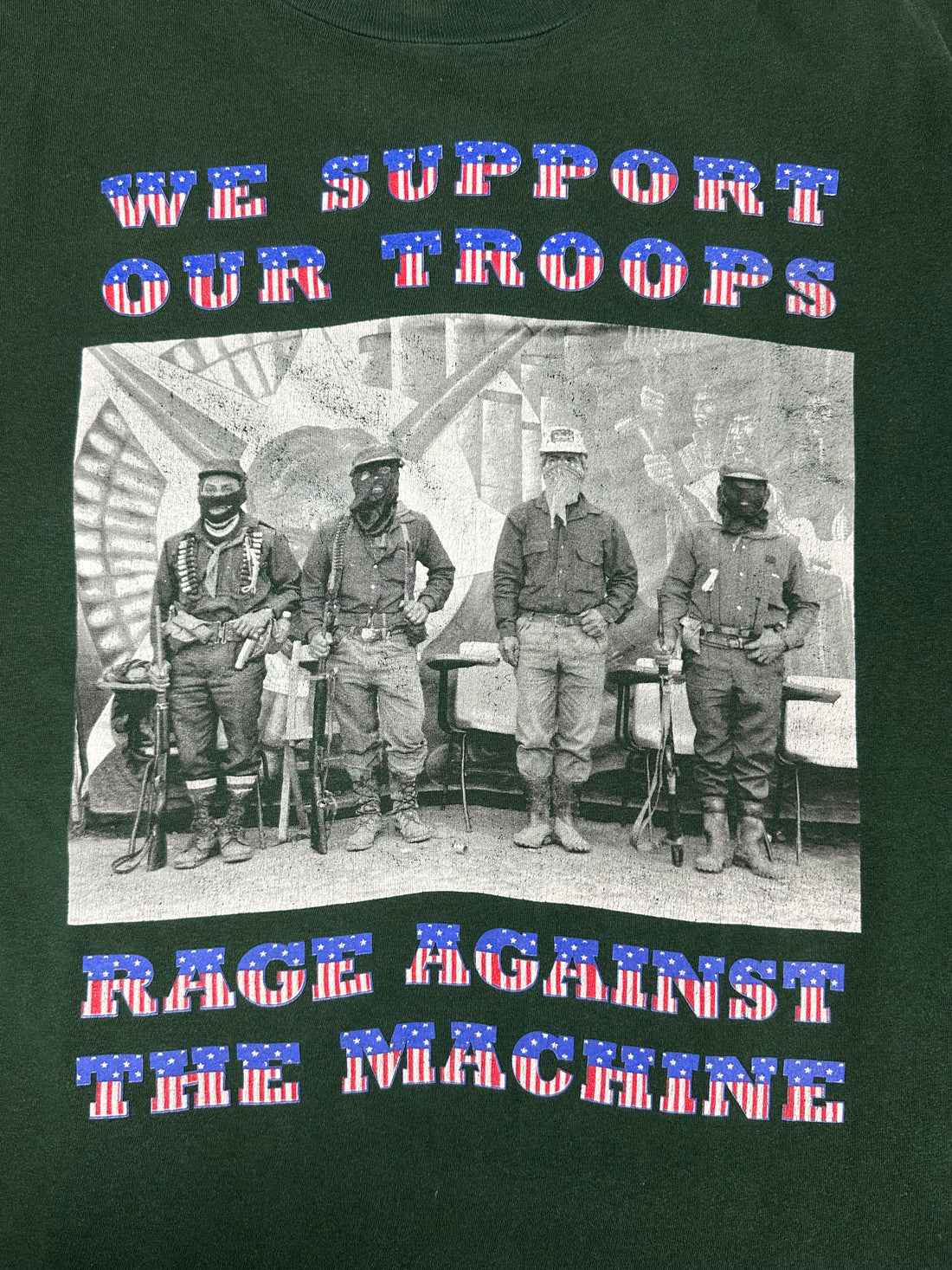Rage Against The Machine 1990s Support Troops Vintage T-Shirt