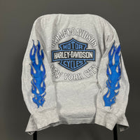 Vintage 1990s Harley Davidson Blue Flames Longsleeve