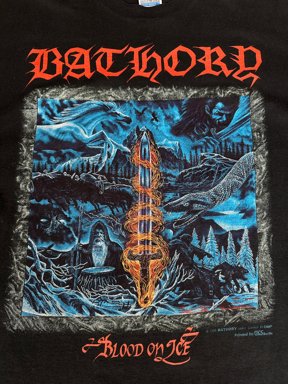 Vintage 1996 Bathory Fire On Ice T-Shirt