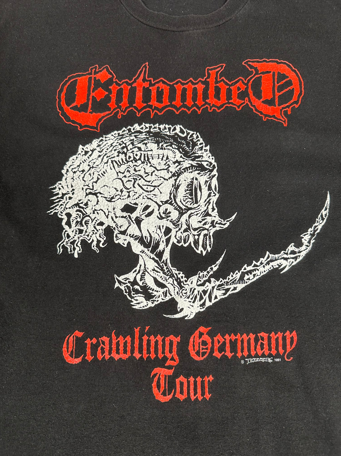 Vintage 1991 Entombed Crawling Germany T-Shirt