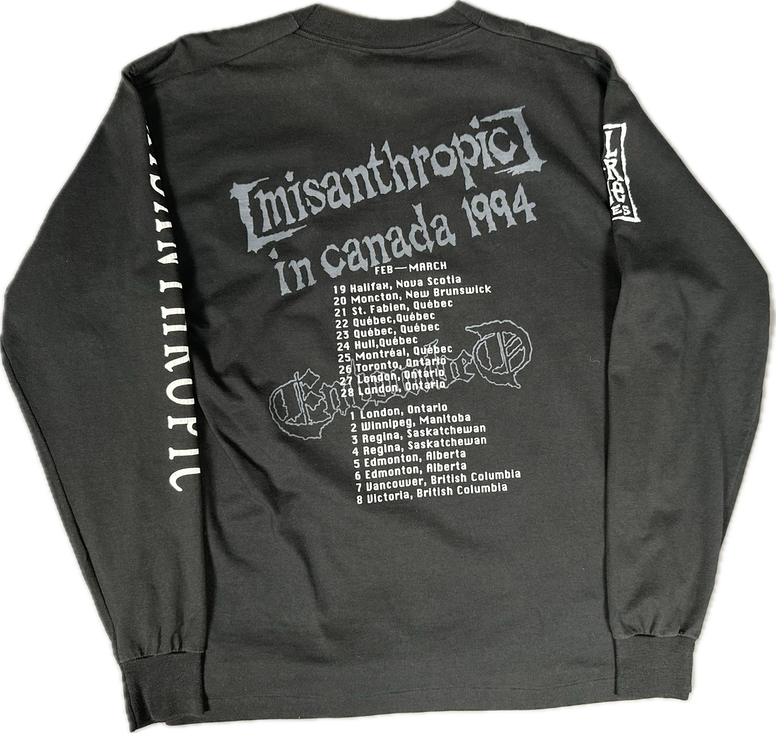 Vintage 1994 Entombed Canada Tour Wolverine Blues Longsleeve