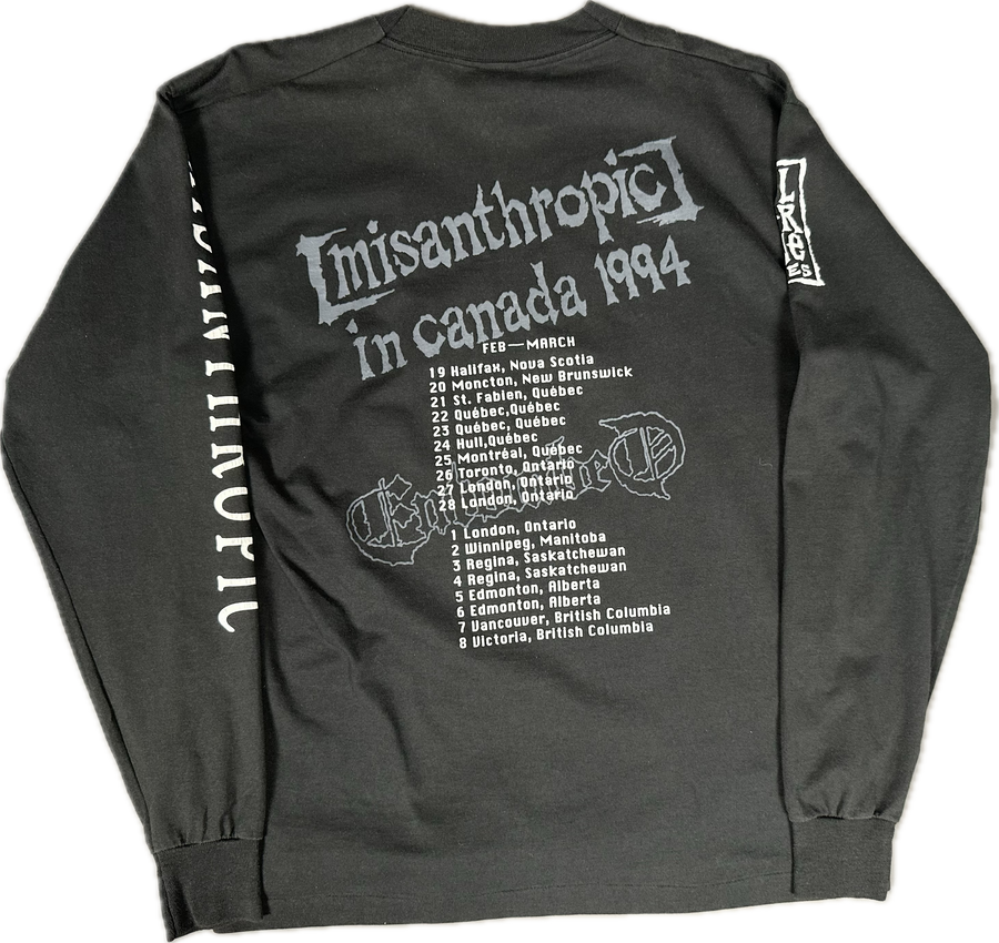 Vintage 1994 Entombed Canada Tour Wolverine Blues Longsleeve